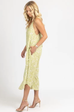 ENDLESS BLU LIME FLORAL RELAXED POCKET JUMPSUIT CLOTHING