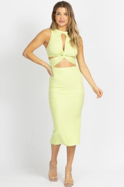 ENDLESS BLU LIME YELLOW MULTI-CUTOUT MIDI DRESS NEW ARRIVALS