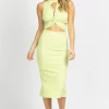 ENDLESS BLU LIME YELLOW MULTI-CUTOUT MIDI DRESS NEW ARRIVALS
