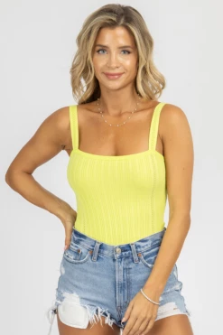 DEE ELLY LIME STRAIGHTNECK KNIT BODYSUIT CLOTHING