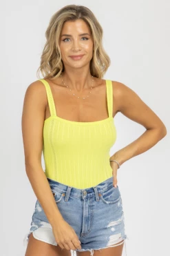 DEE ELLY LIME STRAIGHTNECK KNIT BODYSUIT CLOTHING