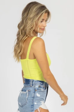 DEE ELLY LIME STRAIGHTNECK KNIT BODYSUIT CLOTHING