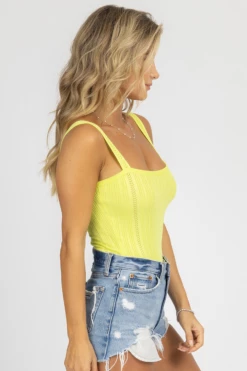 DEE ELLY LIME STRAIGHTNECK KNIT BODYSUIT CLOTHING