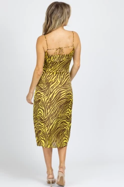 ENDLESS BLU LIME + BROWN ZEBRA SATIN MIDI DRESS 9 ENDLESS BLU LIME + BROWN ZEBRA SATIN MIDI DRESS
