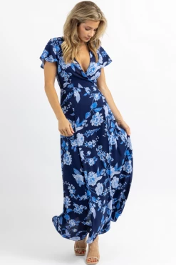 SUGARLIPS LUNAR BLUE WRAP MAXI DRESS