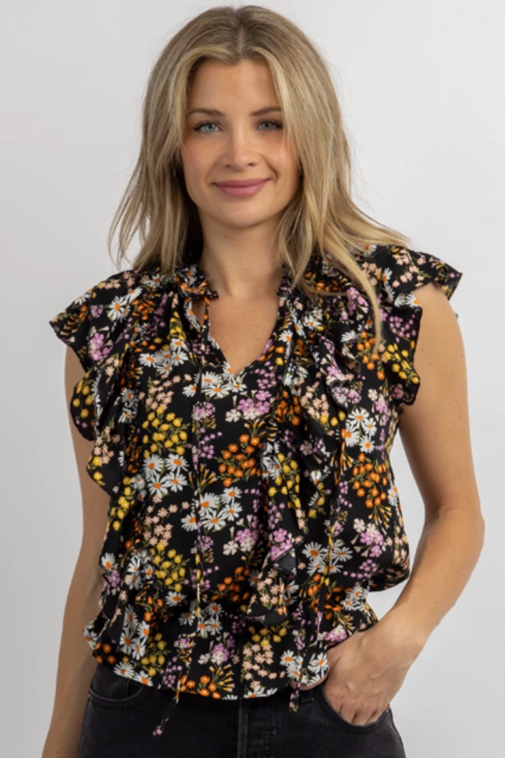 SUGARLIPS LYLAH FLORAL RUFFLED SLEEVE BLOUSE 2 SUGARLIPS LYLAH FLORAL RUFFLED SLEEVE BLOUSE