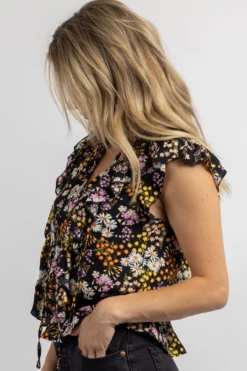 SUGARLIPS LYLAH FLORAL RUFFLED SLEEVE BLOUSE 8 SUGARLIPS LYLAH FLORAL RUFFLED SLEEVE BLOUSE