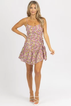 SUNDAY UP MAGENTA RUFFLE + RUCHE MINI DRESS CLOTHING