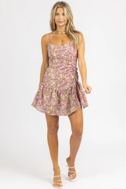 SUNDAY UP MAGENTA RUFFLE + RUCHE MINI DRESS CLOTHING
