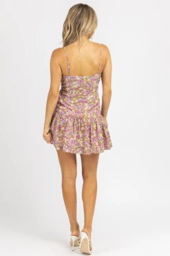 SUNDAY UP MAGENTA RUFFLE + RUCHE MINI DRESS CLOTHING