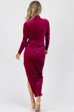 LENA MAGENTA VELVET RUCHED ASYMMETRICAL MIDI DRESS *BACK IN STOCK* NEW ARRIVALS 13 LENA MAGENTA VELVET RUCHED ASYMMETRICAL MIDI DRESS *BACK IN STOCK* NEW ARRIVALS