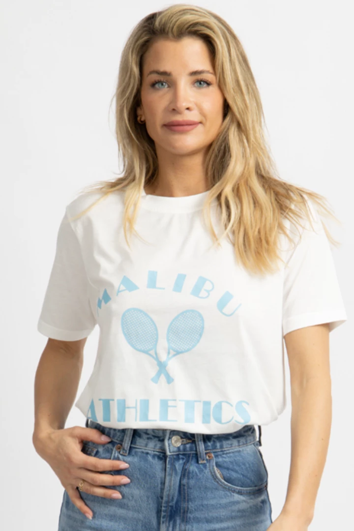 BAILEY ROSE BLUE MALIBU ATHLETICS GRAPHIC T-SHIRT 3 BAILEY ROSE BLUE MALIBU ATHLETICS GRAPHIC T-SHIRT