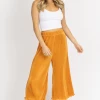 FORE COLLECTION MARIGOLD FRINGED WIDE LEG PANT