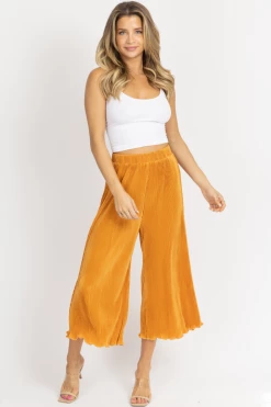 FORE COLLECTION MARIGOLD FRINGED WIDE LEG PANT