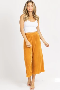FORE COLLECTION MARIGOLD FRINGED WIDE LEG PANT