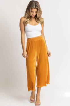 FORE COLLECTION MARIGOLD FRINGED WIDE LEG PANT