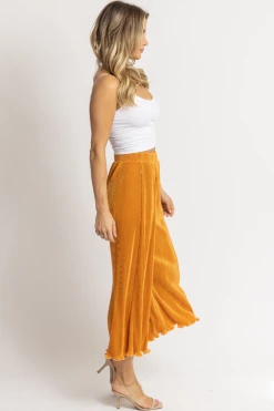 FORE COLLECTION MARIGOLD FRINGED WIDE LEG PANT
