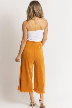 FORE COLLECTION MARIGOLD FRINGED WIDE LEG PANT