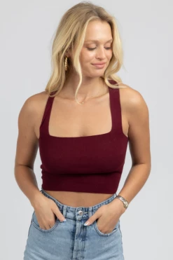 LE LIS MAROON TIE BACK KNIT CAMI NEW ARRIVALS