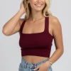 LE LIS MAROON TIE BACK KNIT CAMI NEW ARRIVALS