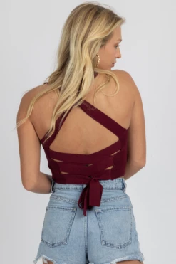 LE LIS MAROON TIE BACK KNIT CAMI NEW ARRIVALS