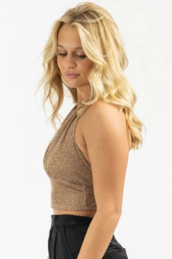 BLUE BLUSH LEOPARD LUREX SHIMMER HALTER CROP TOP 12 BLUE BLUSH LEOPARD LUREX SHIMMER HALTER CROP TOP