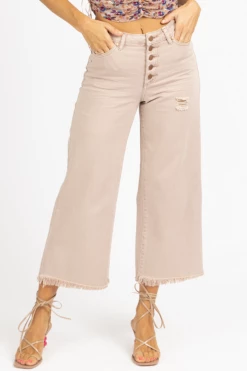 Easel CLOTHING LIGHT MAUVE HIGH RISE WIDE LEG JEAN