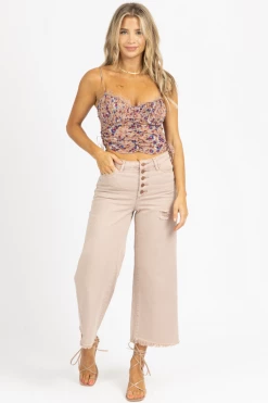 Easel CLOTHING LIGHT MAUVE HIGH RISE WIDE LEG JEAN 10 Easel CLOTHING LIGHT MAUVE HIGH RISE WIDE LEG JEAN