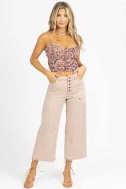 Easel CLOTHING LIGHT MAUVE HIGH RISE WIDE LEG JEAN