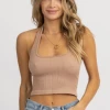 DYNAMIC FASHION MEDIUM NUDE SQUARENECK HALTER TOP *BACK IN STOCK*