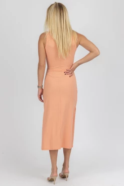 PEACH LOVE CALIFORNIA CANTALOUPE CUTOUT MIDI DRESS CLOTHING