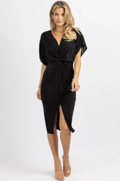 LOVELY DAY MIDNIGHT SLINKY FRONT TWIST MIDI DRESS *BACK IN STOCK* NEW ARRIVALS 10 LOVELY DAY MIDNIGHT SLINKY FRONT TWIST MIDI DRESS *BACK IN STOCK* NEW ARRIVALS