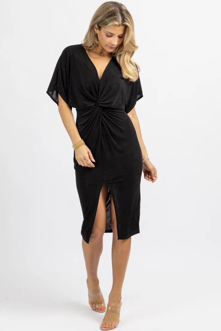 LOVELY DAY MIDNIGHT SLINKY FRONT TWIST MIDI DRESS *BACK IN STOCK* NEW ARRIVALS 5 LOVELY DAY MIDNIGHT SLINKY FRONT TWIST MIDI DRESS *BACK IN STOCK* NEW ARRIVALS