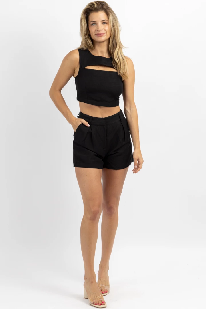 CRESCENT MILLY MIDNIGHT LINEN SHORT SET 3 CRESCENT MILLY MIDNIGHT LINEN SHORT SET