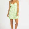 SKYLAR + MADISON CLOTHING FLORAL MINT LACE HEM MINI DRES
