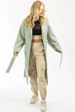 FORE COLLECTION NEW ARRIVALS MINT OVERSIZE BELTED TRENCH COAT