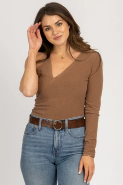 FASCINATION MOCHA SPAGHETTI STRAP CUTOUT BODYSUIT