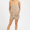 MABLE CLOTHING MOCHA SLEEVELESS KNIT OVERALL ROMPER
