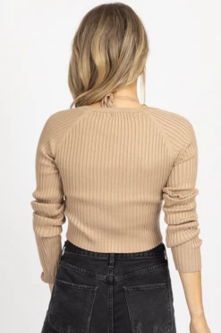 MABLE MOCHA LAYERED KNIT LONG SLEEVE TOP NEW ARRIVALS