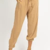 CRESCENT CLOTHING MOCHA LINEN PAPERBAG JOGGERS
