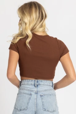 ENDLESS BLU NEW ARRIVALS MOCHA O-RING RIBBED CROP TOP 13 ENDLESS BLU NEW ARRIVALS MOCHA O-RING RIBBED CROP TOP