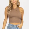 DYNAMIC FASHION MOCHA RACERBACK CROP TANK *BACK IN STOCK*