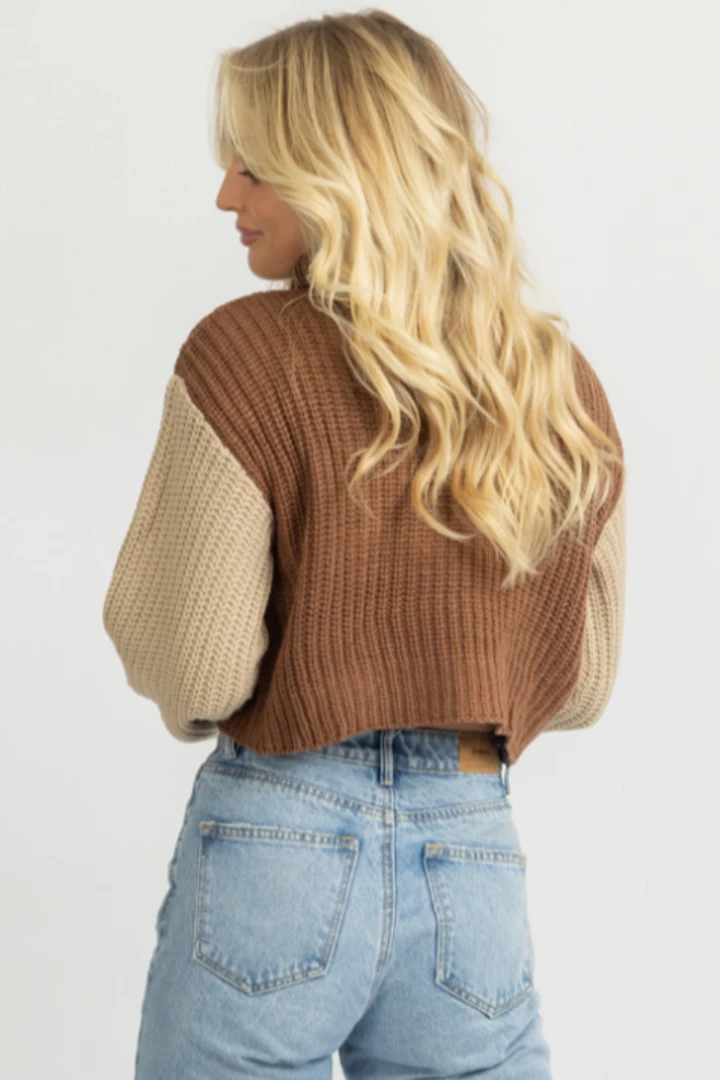 SHE & SKY NEW ARRIVALS CAMEL + TAUPE TURTLENECK SWEATER 6 SHE & SKY NEW ARRIVALS CAMEL + TAUPE TURTLENECK SWEATER