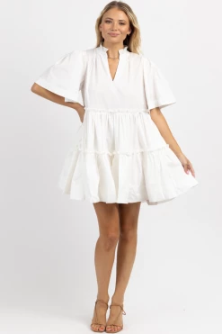 MABLE MONTAUK LINEN TIERED BABYDOLL DRESS