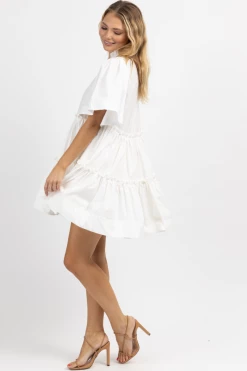 MABLE MONTAUK LINEN TIERED BABYDOLL DRESS
