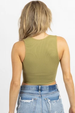 DYNAMIC FASHION MOSS DEEP-V THICK RIBBED CROP TANK NEW ARRIVALS 7 DYNAMIC FASHION MOSS DEEP-V THICK RIBBED CROP TANK NEW ARRIVALS