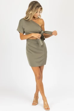 LENA MOSS SATIN OPEN SIDE MINI DRESS NEW ARRIVALS