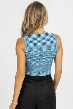 EMORY PARK MULTIBLUE DYED KNIT CROP TANK CLOTHING