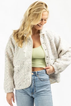 ET CLET DOTTED SHERPA SNAP BUTTON JACKET NEW ARRIVALS