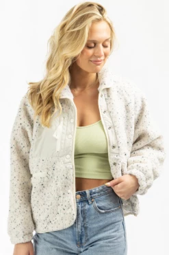 ET CLET DOTTED SHERPA SNAP BUTTON JACKET NEW ARRIVALS